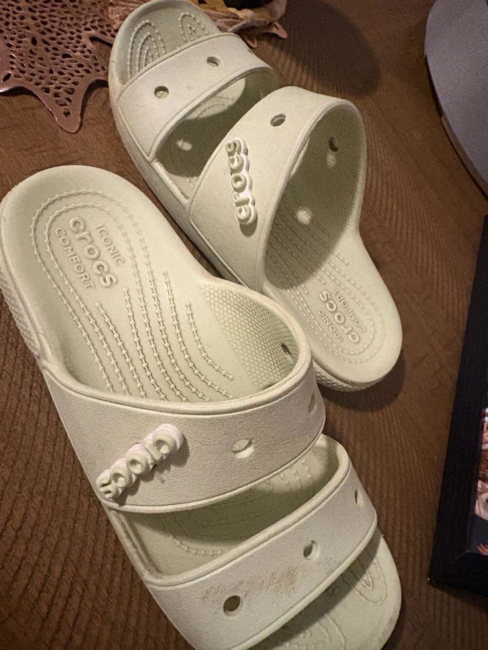 Crocs Classic Two-Strap Sandals Size Women's 8 Men's 6 White Slides